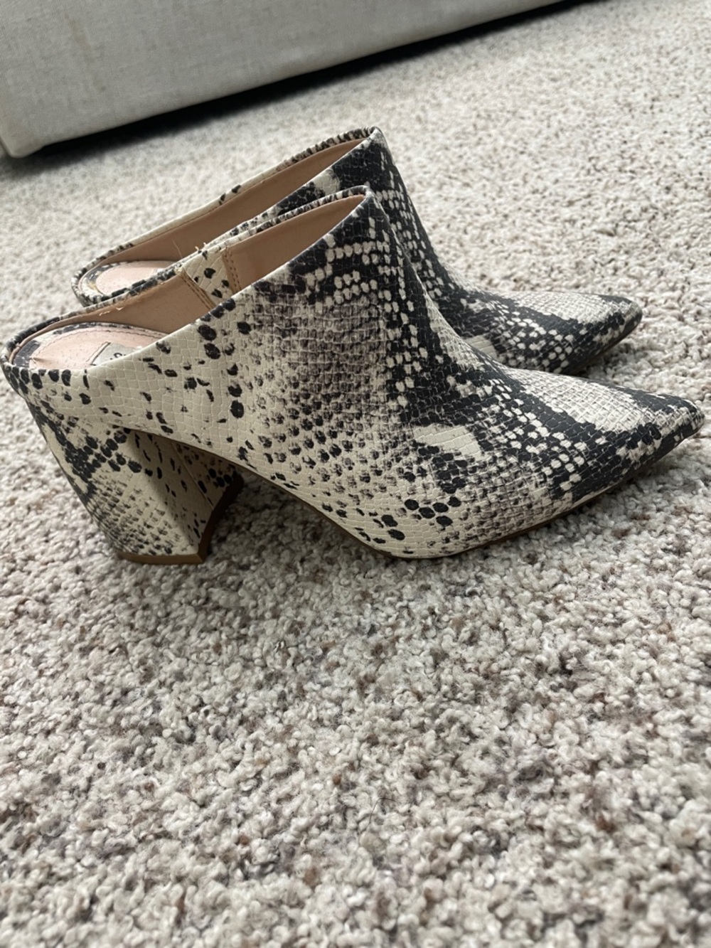 Steve Madden Snake-Print Pointed-Toe Mules